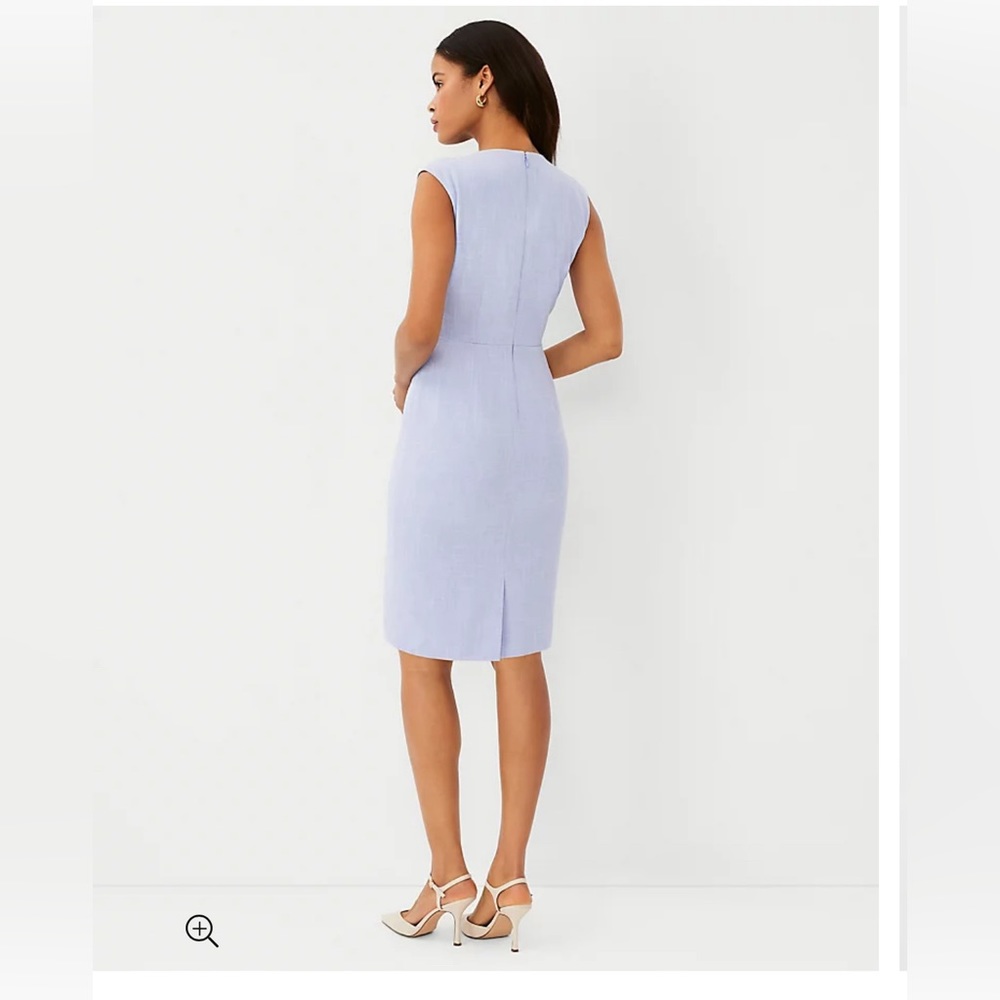 Ann Taylor Side Tuck Wrap Sheath Dress in Cross Weave, Deep Wisteria, size 14